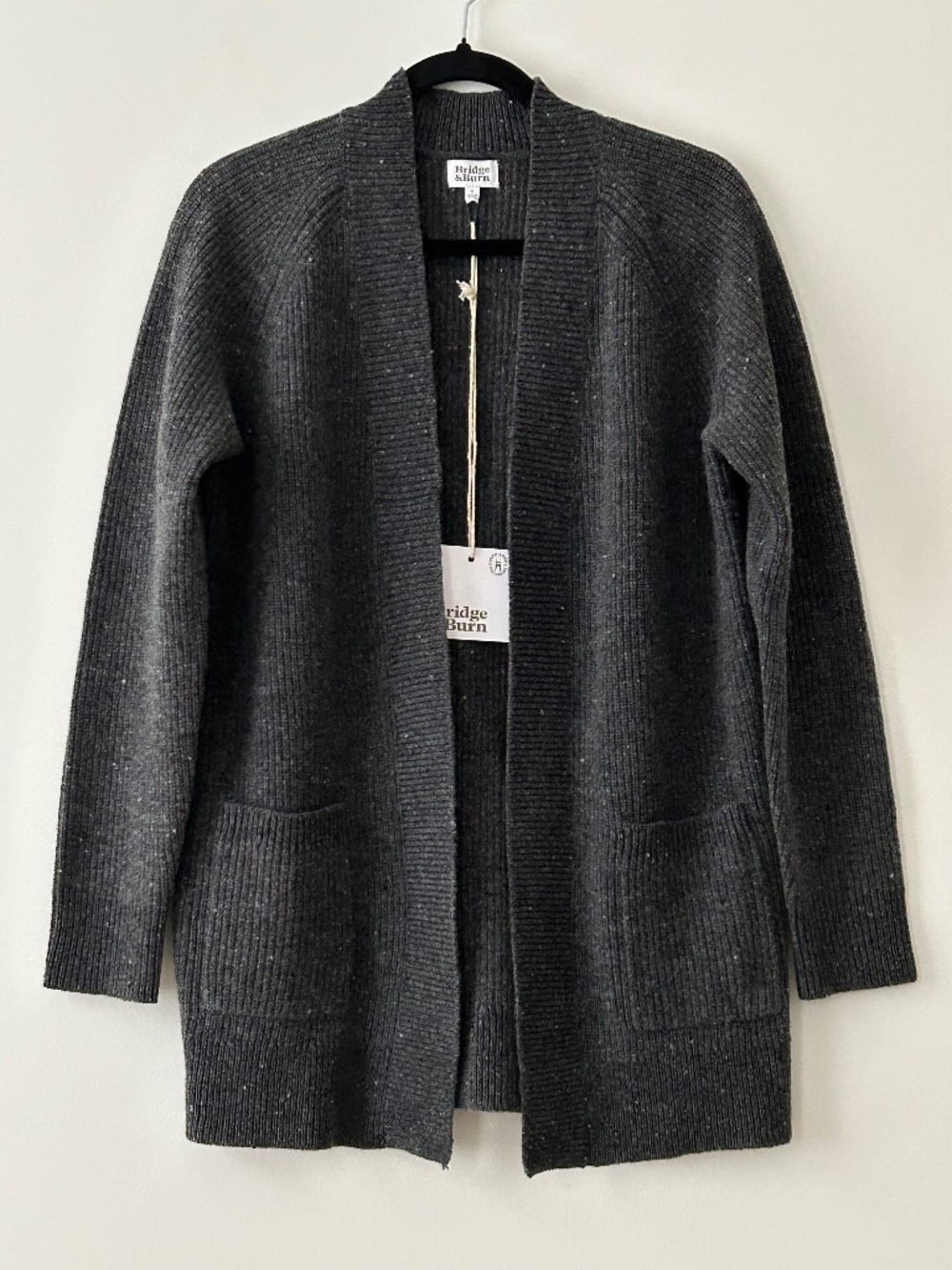 Bridge & Burn 100% Merino Wool Lewis Charcoal Gray Donegal Cardigan